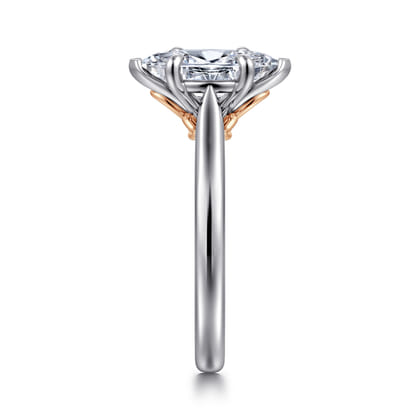 Nelia - 14K White-Rose Gold Marquise Shape Lotus Diamond Engagement Ring