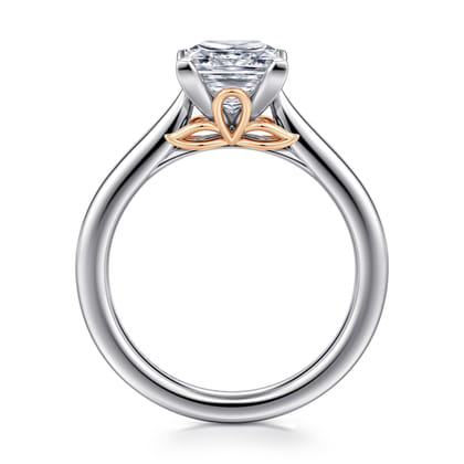Nelia - 14K White-Rose Gold Princess Cut Lotus Diamond Engagement Ring