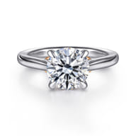 Nelia - 14K White-Rose Gold Round Lotus Diamond Engagement Ring