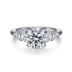 Nella - 14K White Gold Five Stone Round Diamond Engagement Ring