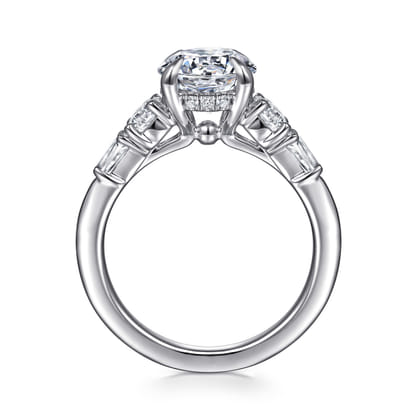 Nella - 14K White Gold Five Stone Round Diamond Engagement Ring
