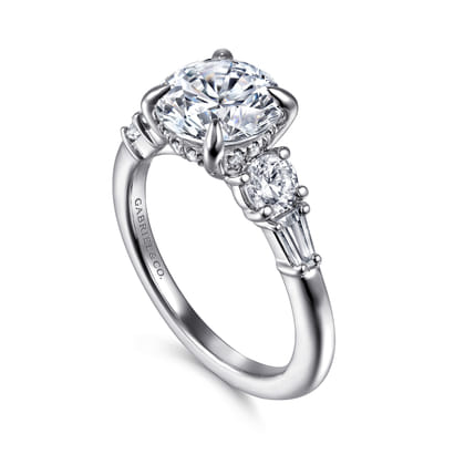 Nella - 14K White Gold Five Stone Round Diamond Engagement Ring