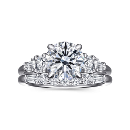 Nella - 14K White Gold Five Stone Round Diamond Engagement Ring