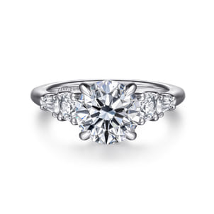 Nella - 14K White Gold Round Diamond Engagement Ring