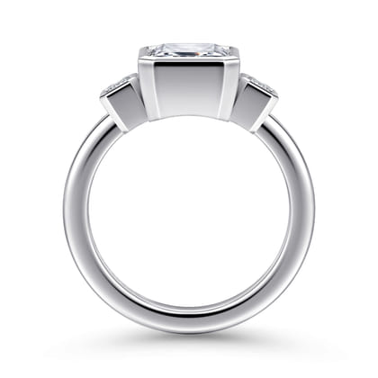 Nelle - 14K White Gold Emerald Cut Three Stone Diamond Engagement Ring