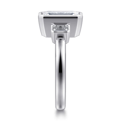 Nelle - 14K White Gold Emerald Cut Three Stone Diamond Engagement Ring