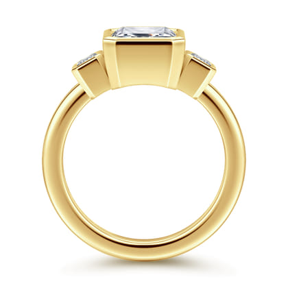 Nelle - 14K Yellow Gold Emerald Cut Three Stone Diamond Engagement Ring