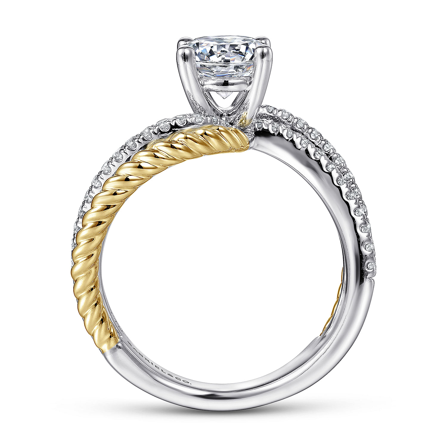 Neysa - 14K White-Yellow Gold Round Diamond Engagement Ring - 0.28 ct - Shot 2