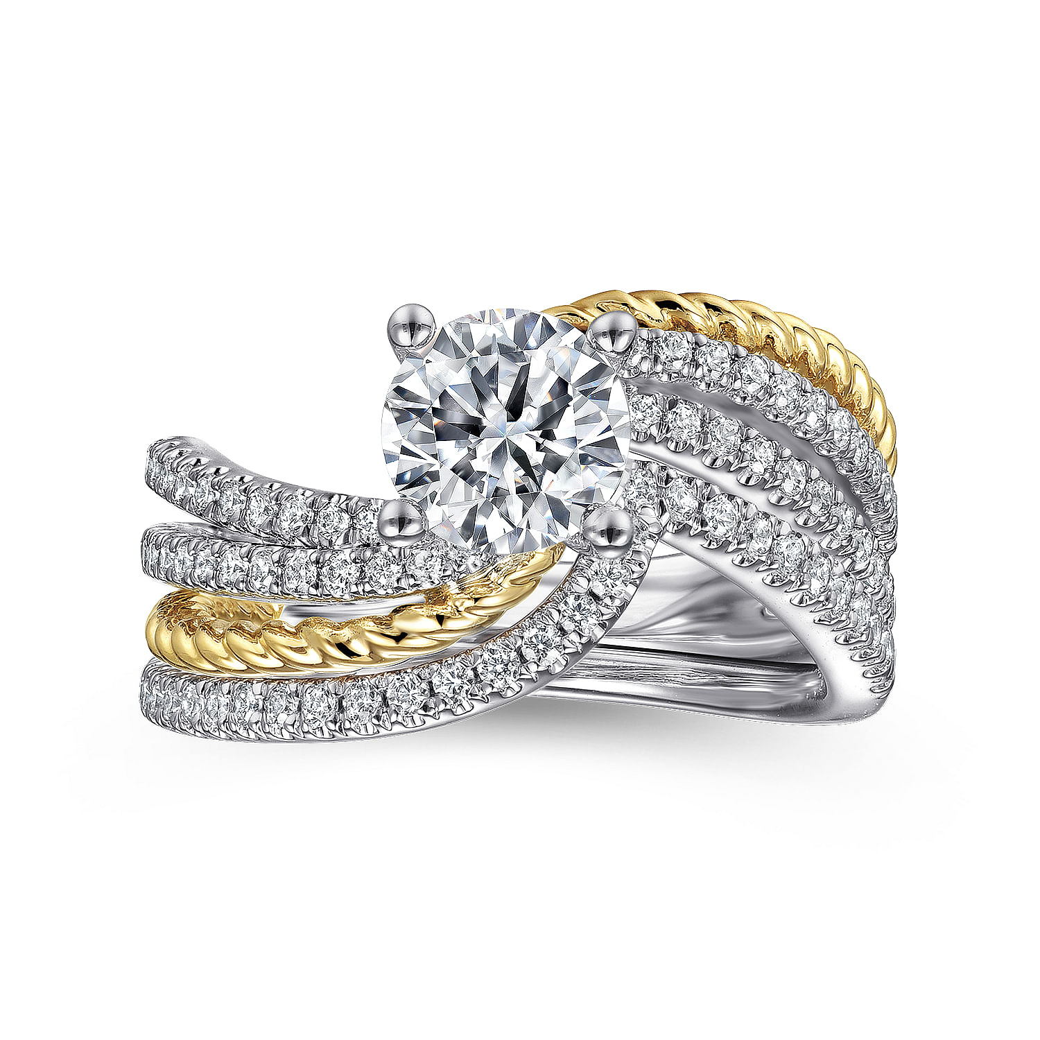 Neysa - 14K White-Yellow Gold Round Diamond Engagement Ring - 0.28 ct - Shot 4
