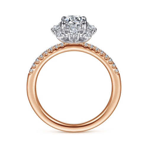 Niccola - 14k White & Rose Gold 0.75 Carat Round Halo Natural Diamond ...