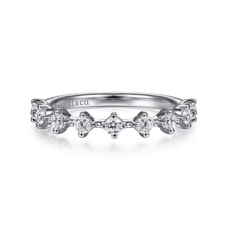 Straight Wedding Ring in 14k White Gold with Round Natural Diamond at Gabriel & Co. - Shot 1