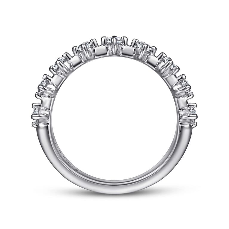 Straight Wedding Ring in 14k White Gold with Round Natural Diamond at Gabriel & Co. - Shot 2