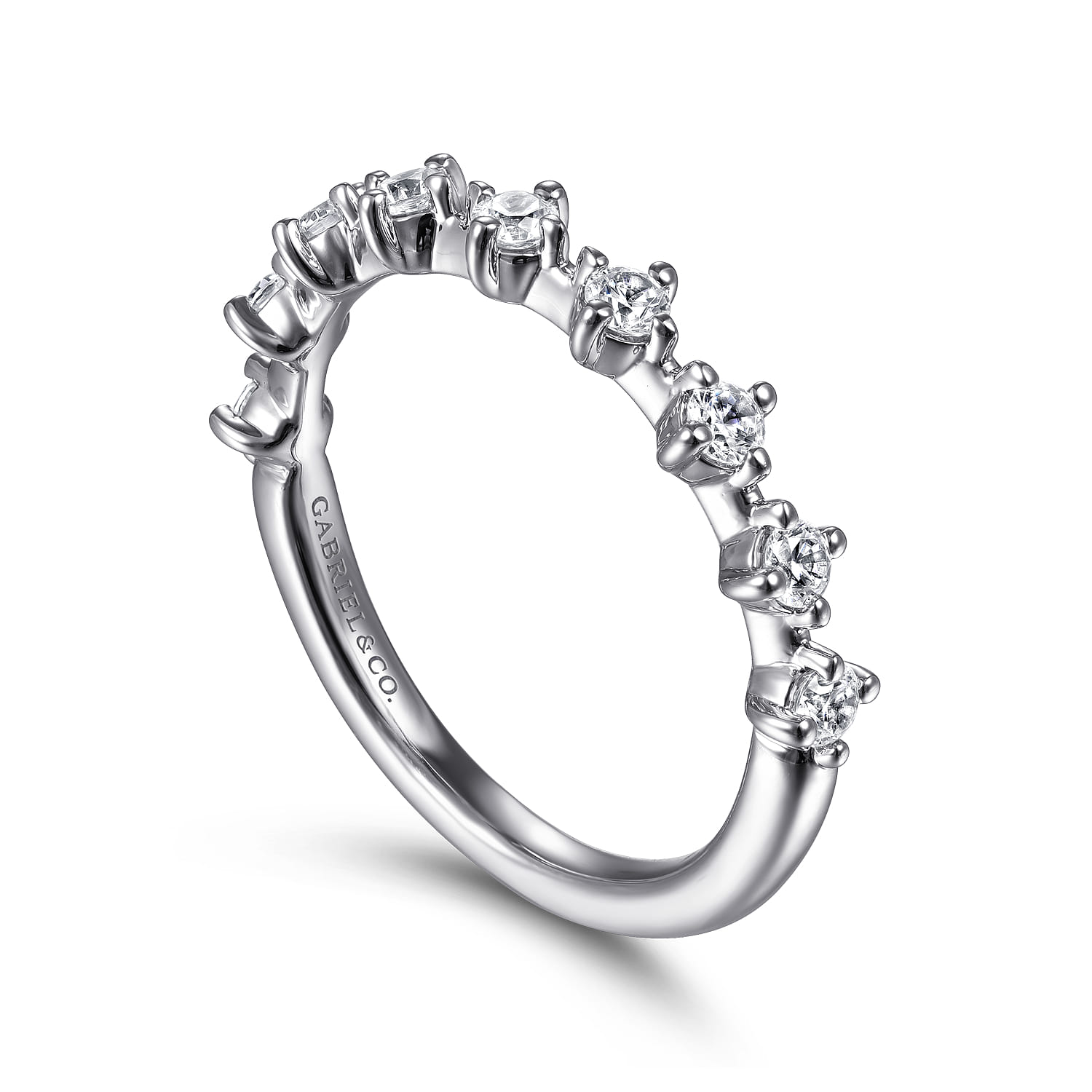 Straight Wedding Ring in 14k White Gold with Round Natural Diamond at Gabriel & Co. - Shot 3