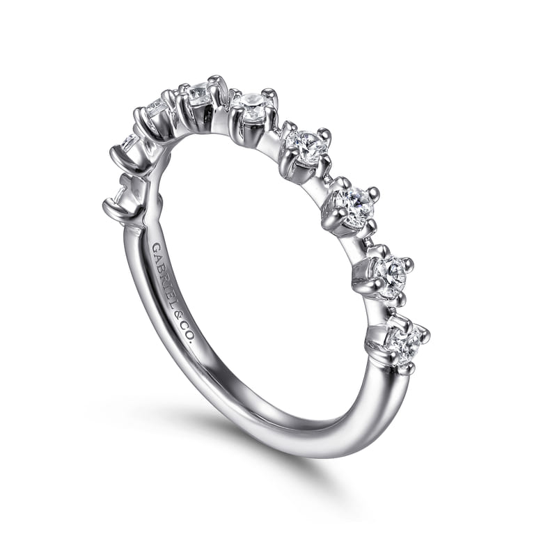 Straight Wedding Ring in 14k White Gold with Round Natural Diamond at Gabriel & Co. - Shot 3