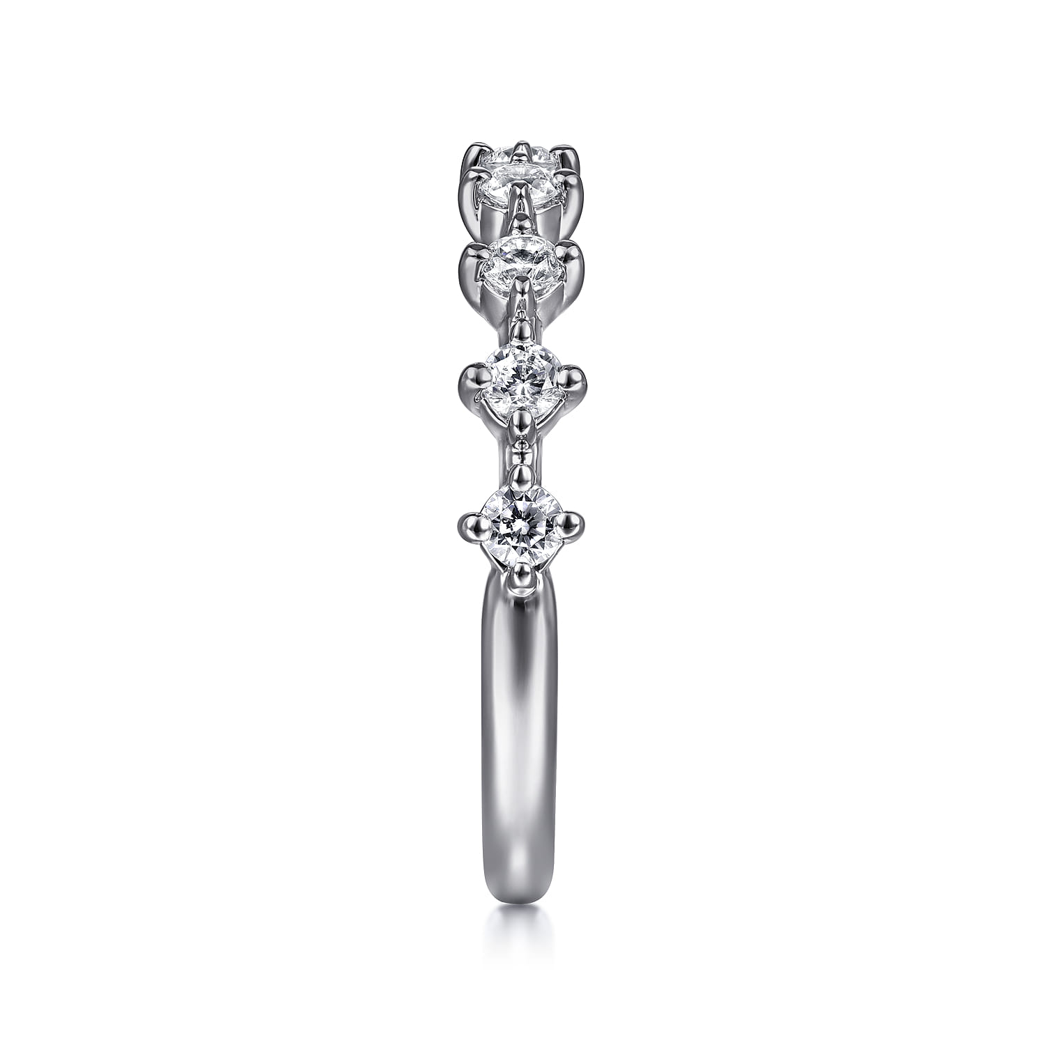 Straight Wedding Ring in 14k White Gold with Round Natural Diamond at Gabriel & Co. - Shot 4