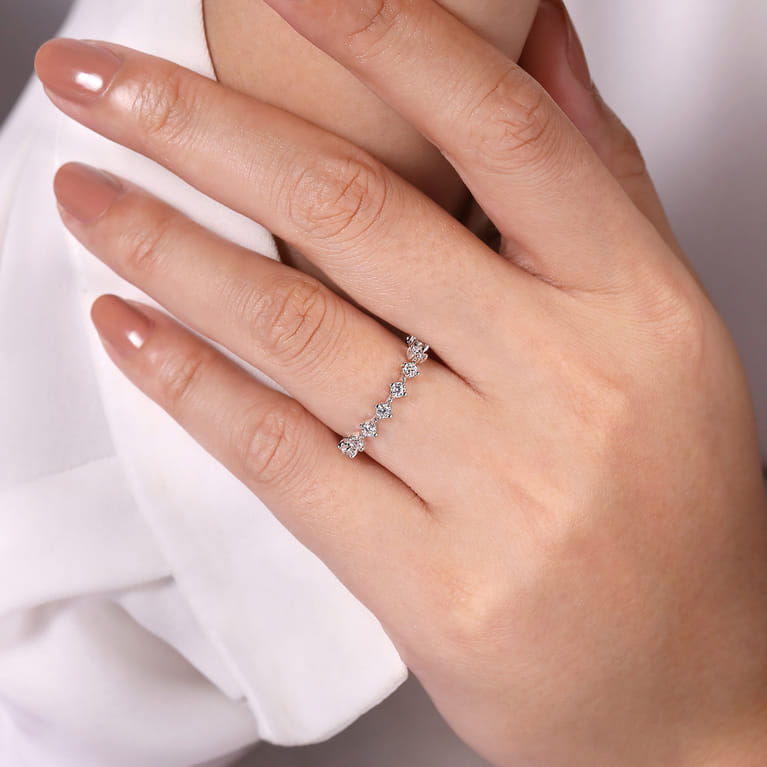 Straight Wedding Ring in 14k White Gold with Round Natural Diamond at Gabriel & Co. - Shot 5