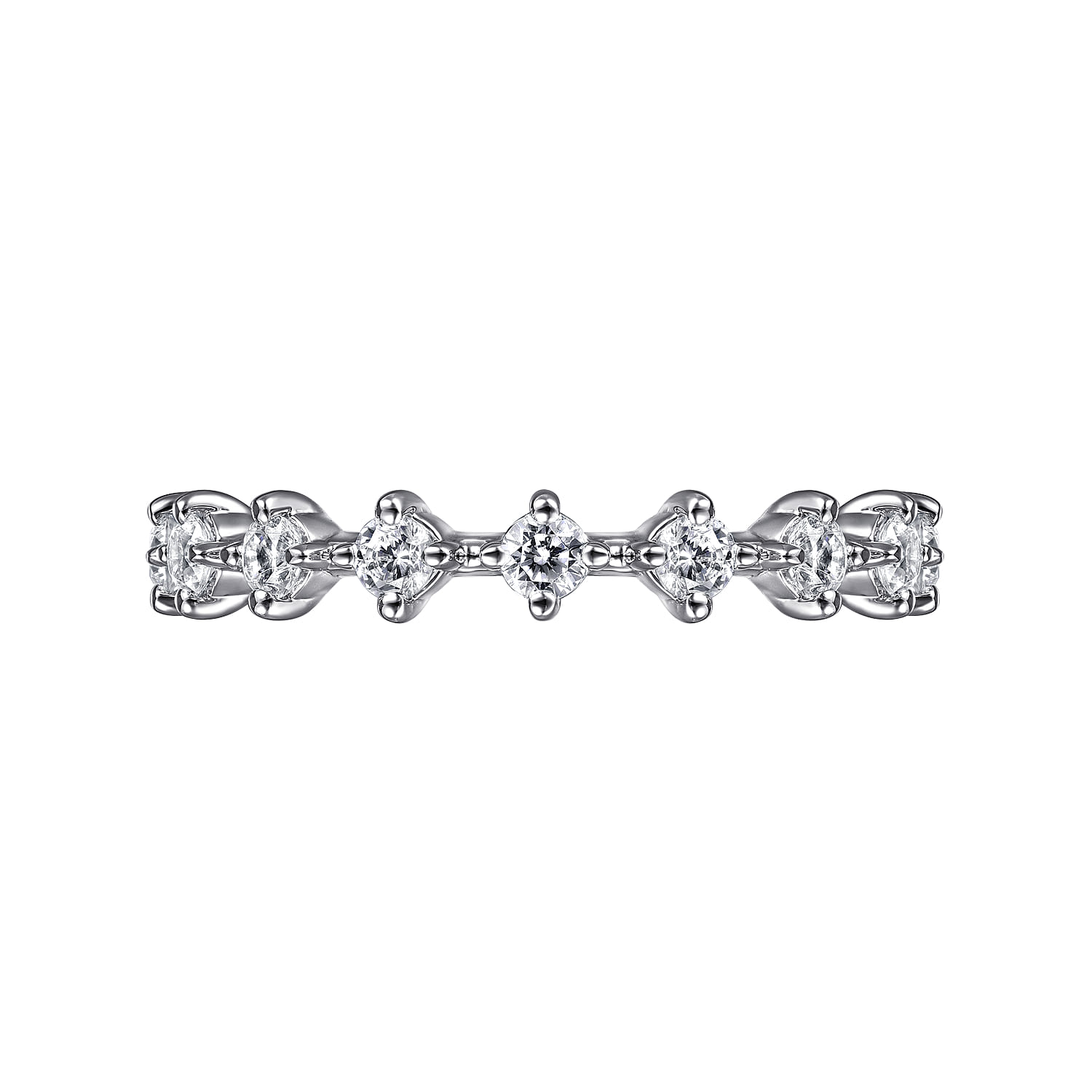 Straight Wedding Ring in 14k White Gold with Round Natural Diamond at Gabriel & Co. - Shot 6