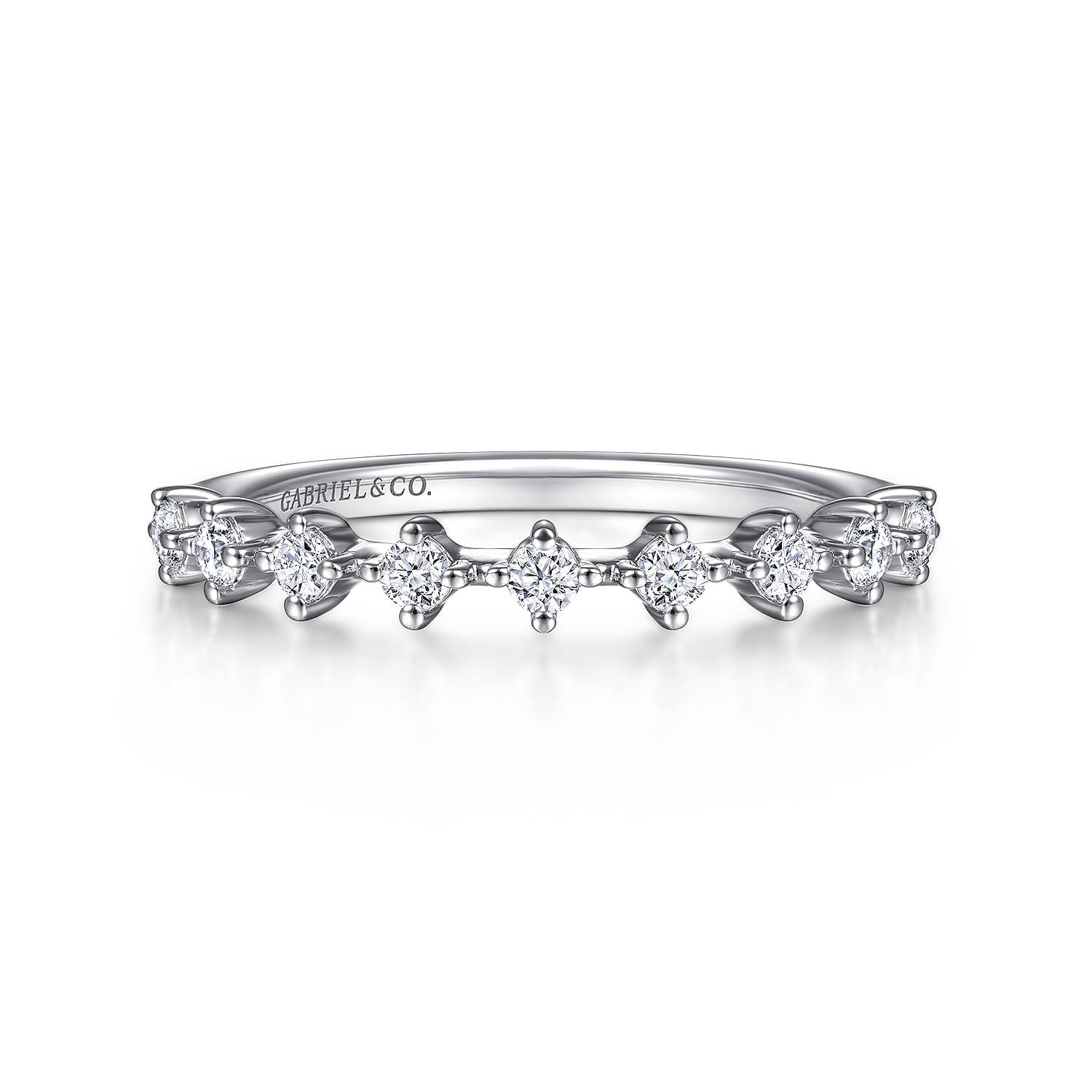 Straight Wedding Ring in 14k White Gold with Round Natural Diamond at Gabriel & Co. - Shot 1