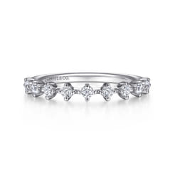 Nice - 14K White Gold Single Prong Diamond Anniversary Band