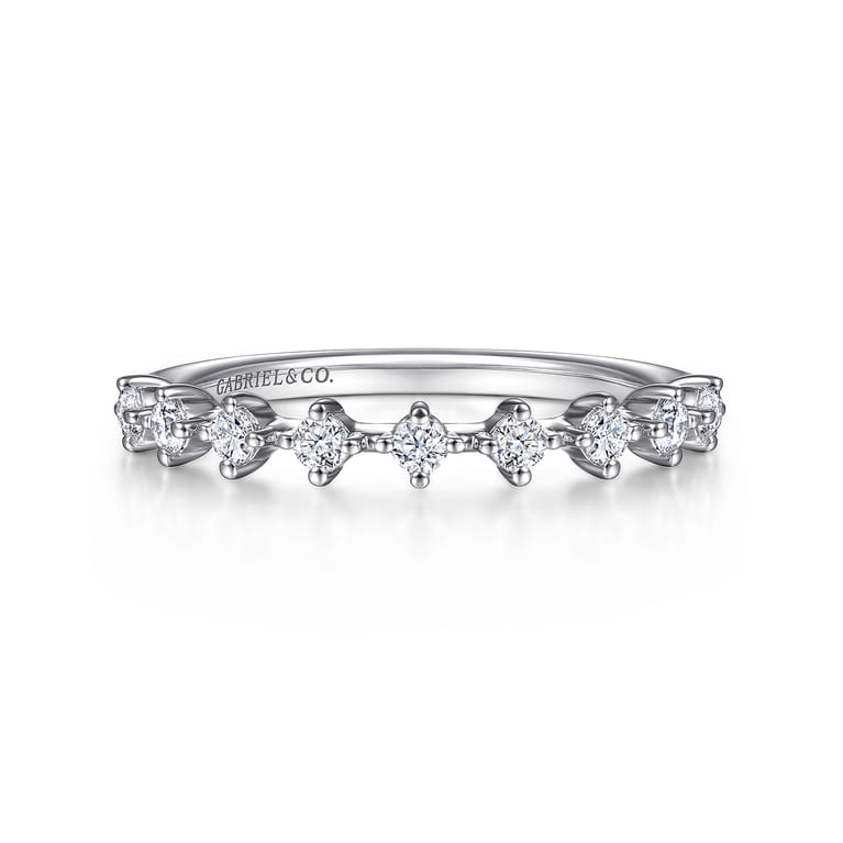 Straight Wedding Ring in 14k White Gold with Round Natural Diamond at Gabriel & Co. - Shot 1