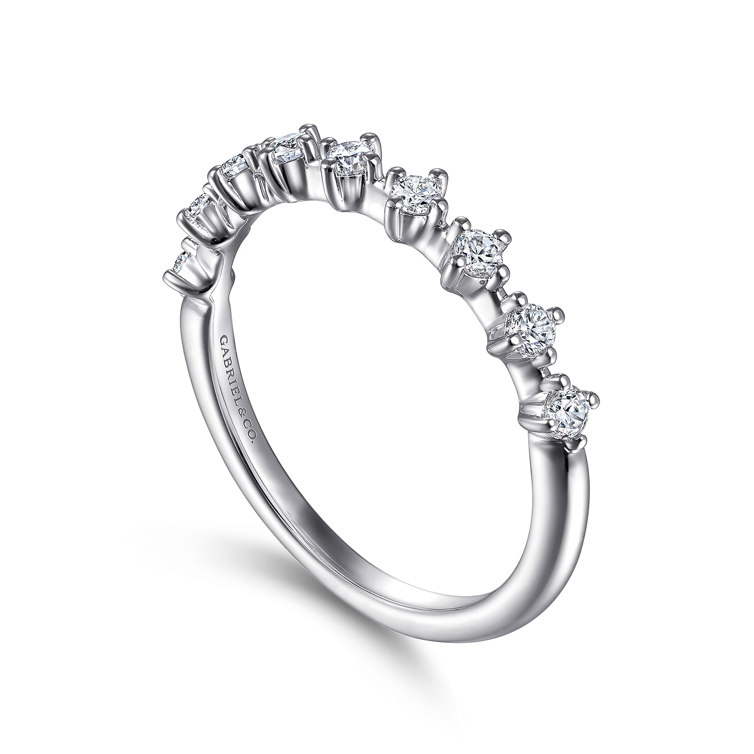 Straight Wedding Ring in 14k White Gold with Round Natural Diamond at Gabriel & Co. - Shot 3