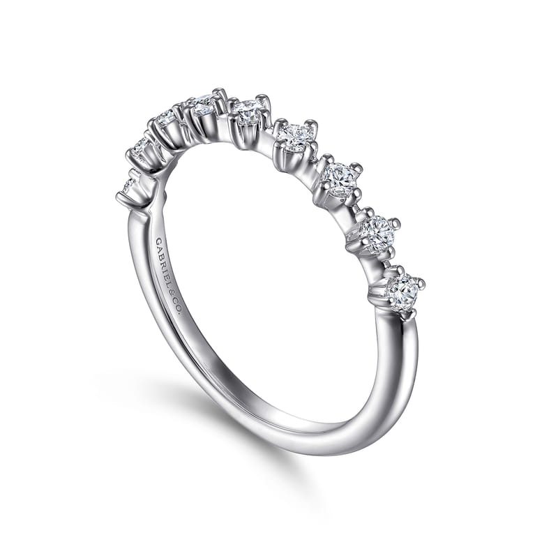Straight Wedding Ring in 14k White Gold with Round Natural Diamond at Gabriel & Co. - Shot 3