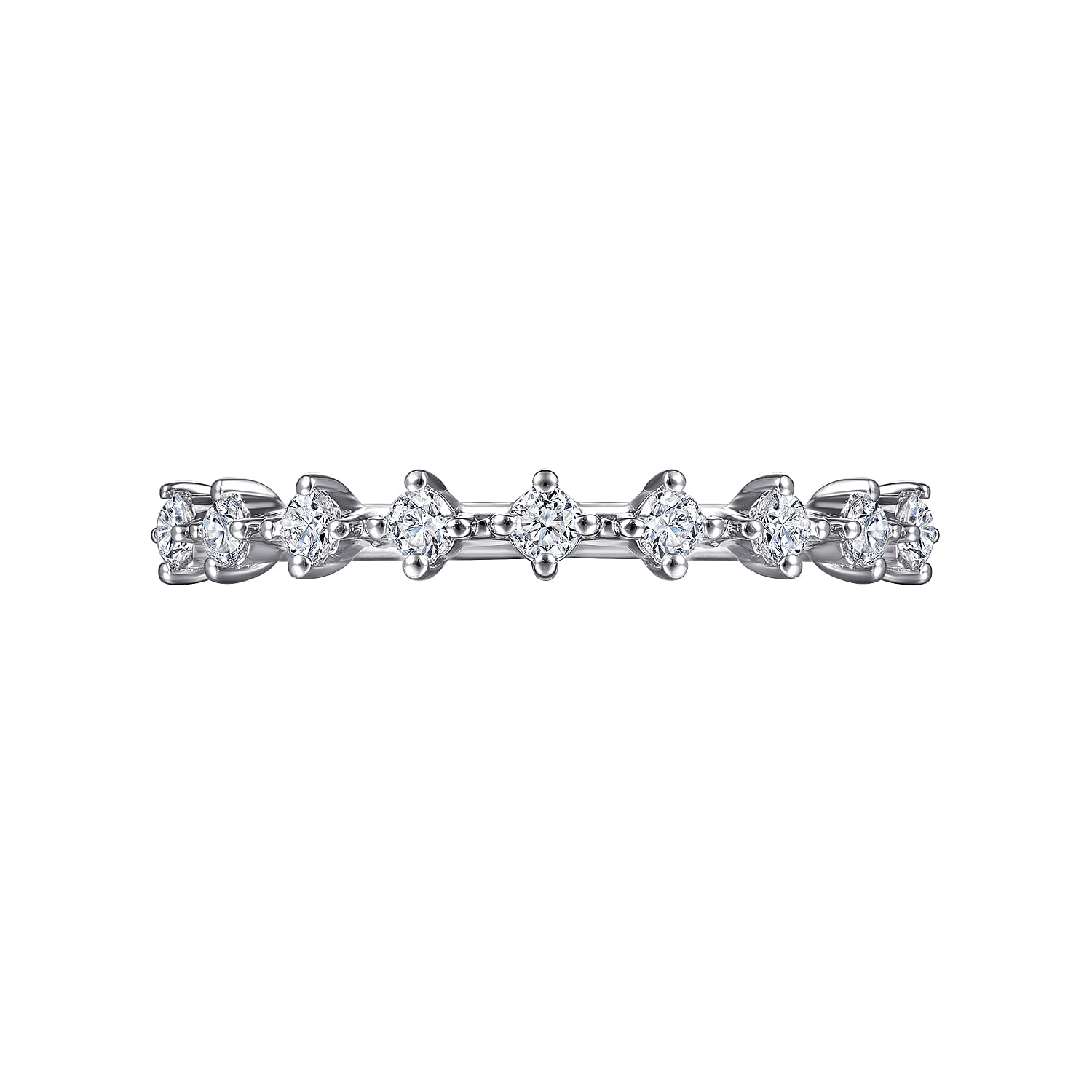 Straight Wedding Ring in 14k White Gold with Round Natural Diamond at Gabriel & Co. - Shot 6