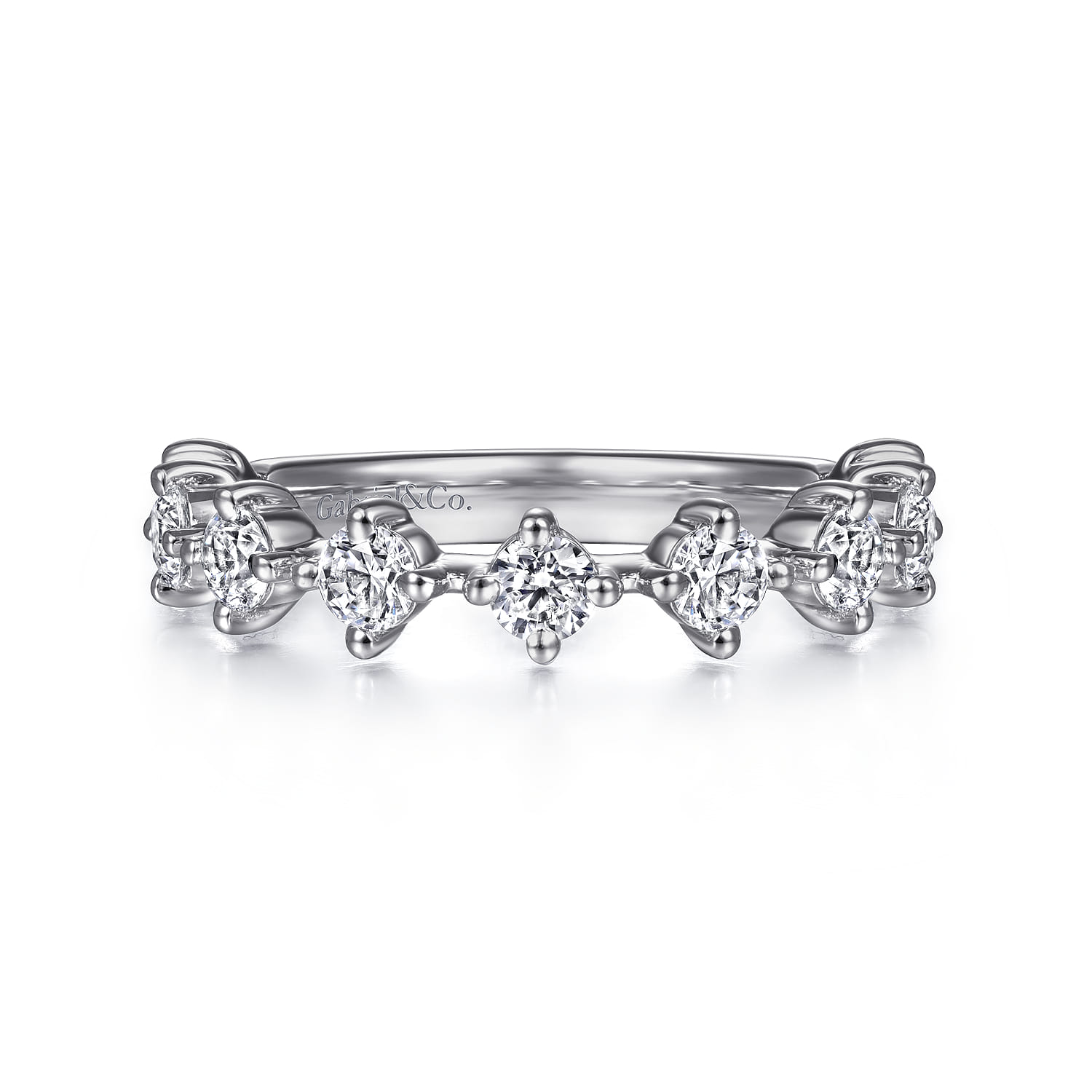 Straight Wedding Ring in 14k White Gold with Round Natural Diamond at Gabriel & Co. - Shot 1