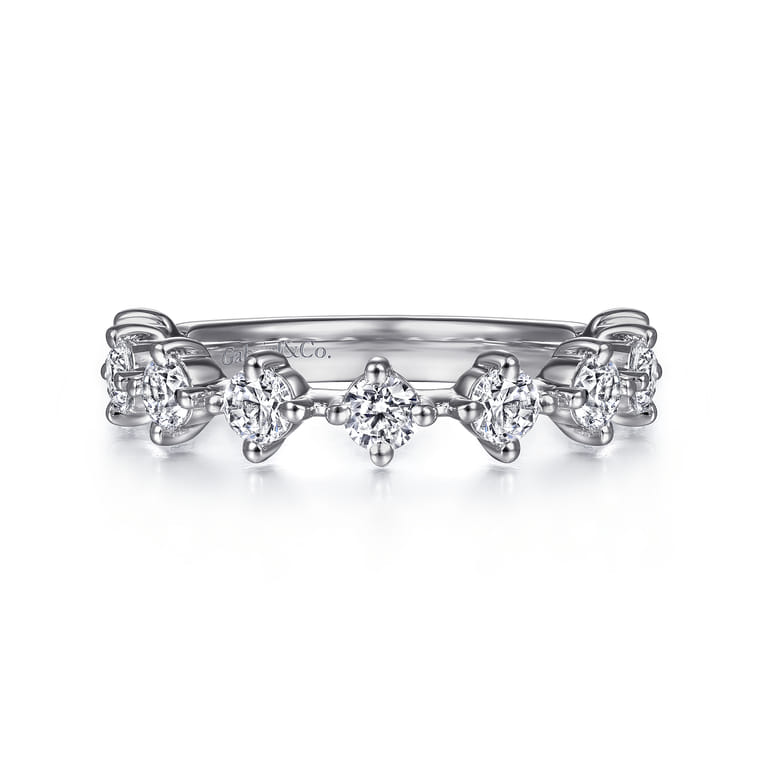 Straight Wedding Ring in 14k White Gold with Round Natural Diamond at Gabriel & Co. - Shot 1