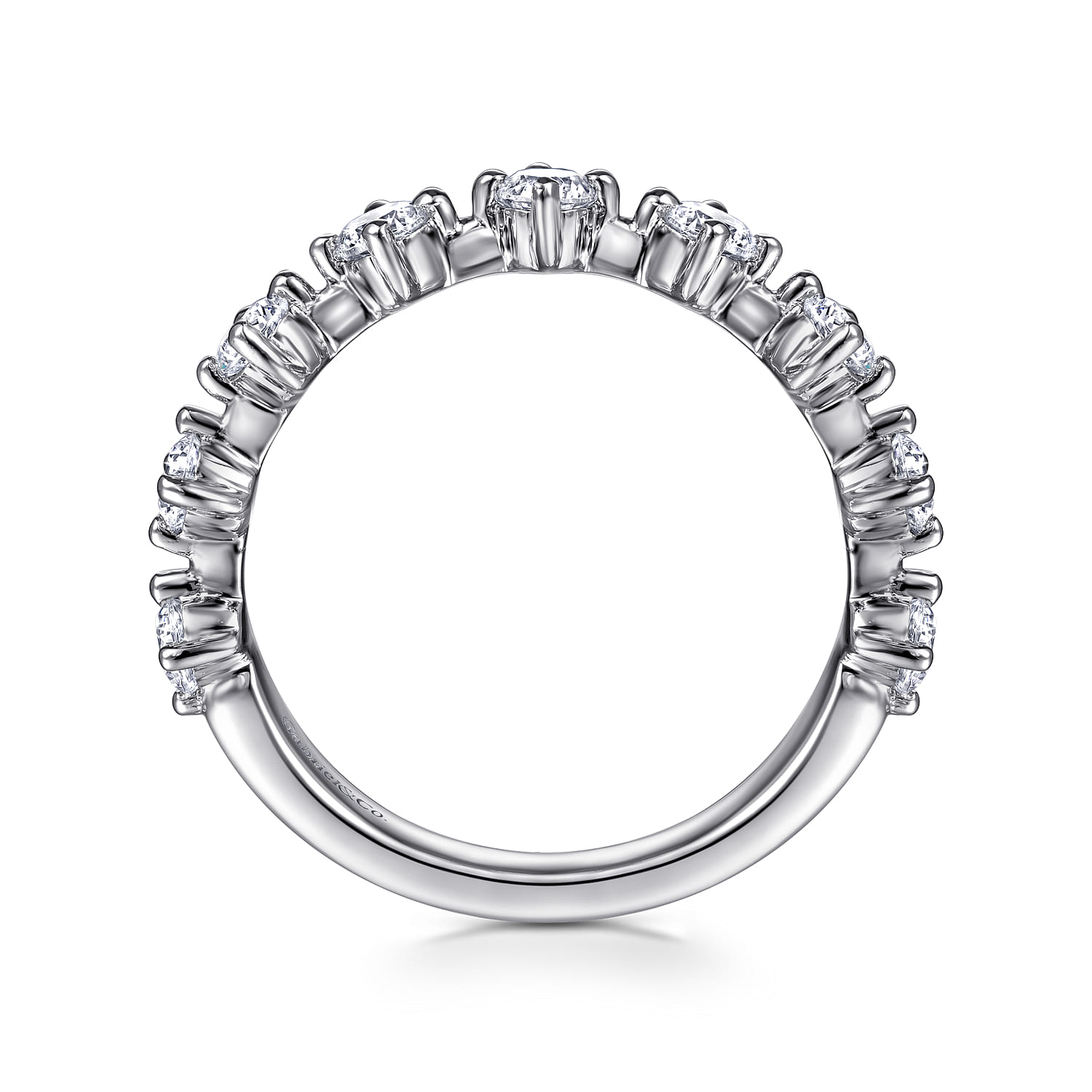 Straight Wedding Ring in 14k White Gold with Round Natural Diamond at Gabriel & Co. - Shot 2