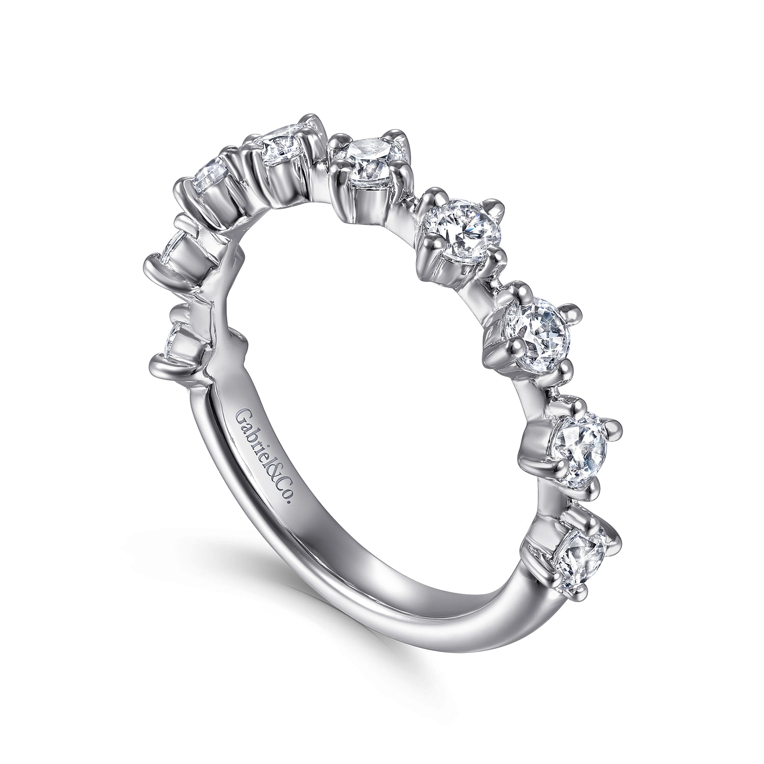 Straight Wedding Ring in 14k White Gold with Round Natural Diamond at Gabriel & Co. - Shot 3