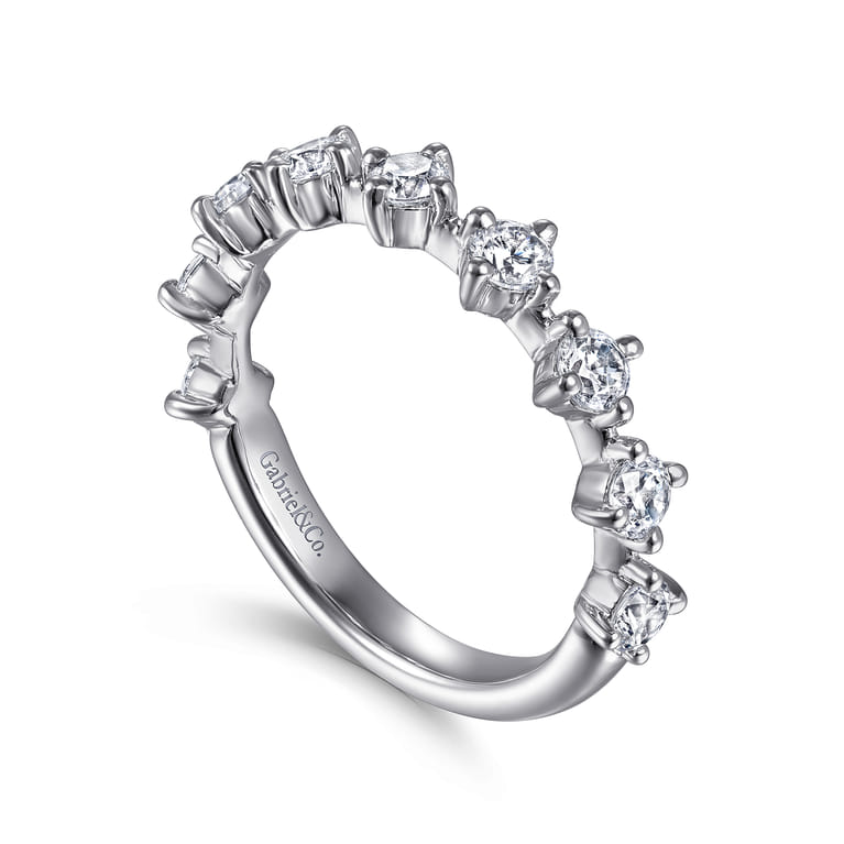 Straight Wedding Ring in 14k White Gold with Round Natural Diamond at Gabriel & Co. - Shot 3