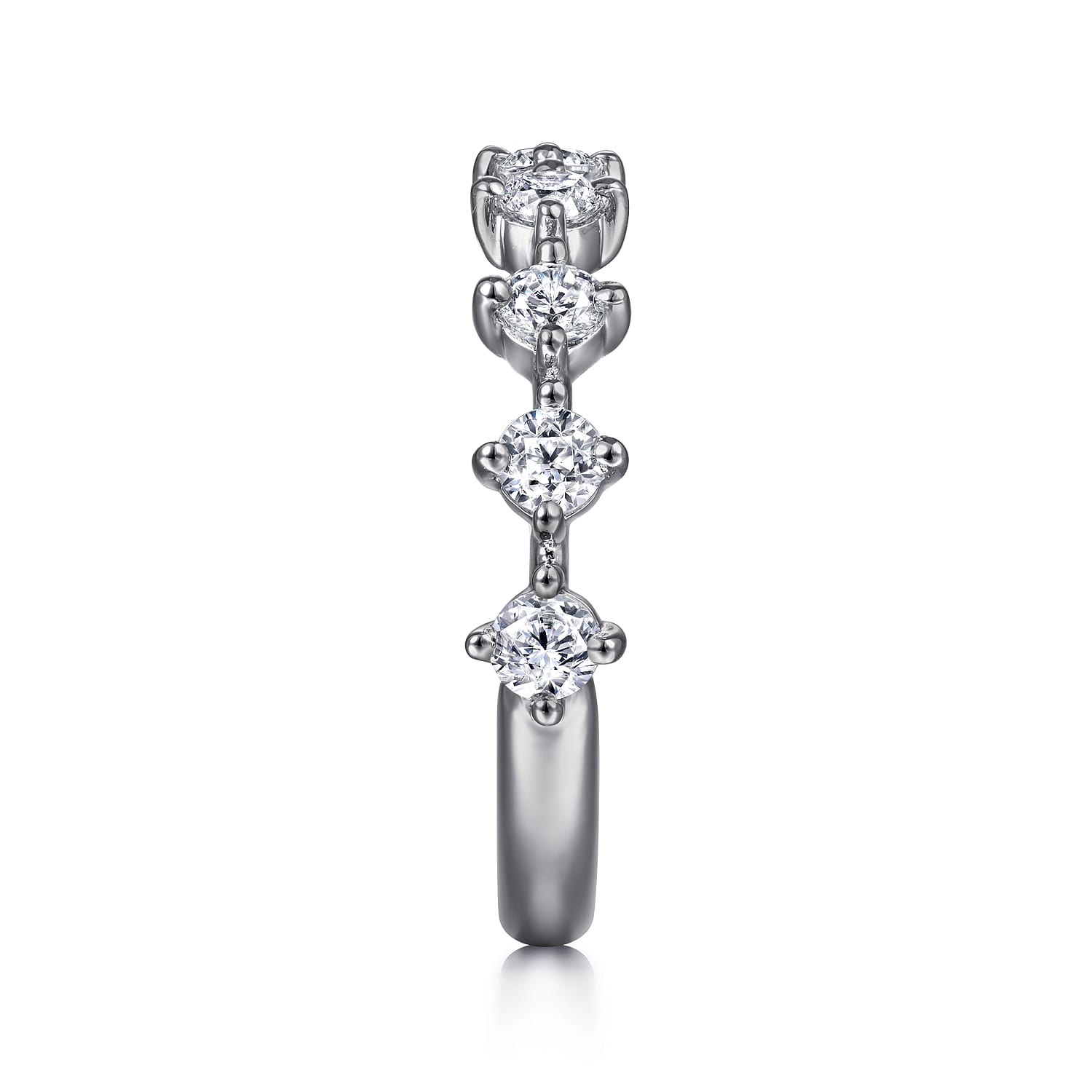 Straight Wedding Ring in 14k White Gold with Round Natural Diamond at Gabriel & Co. - Shot 4