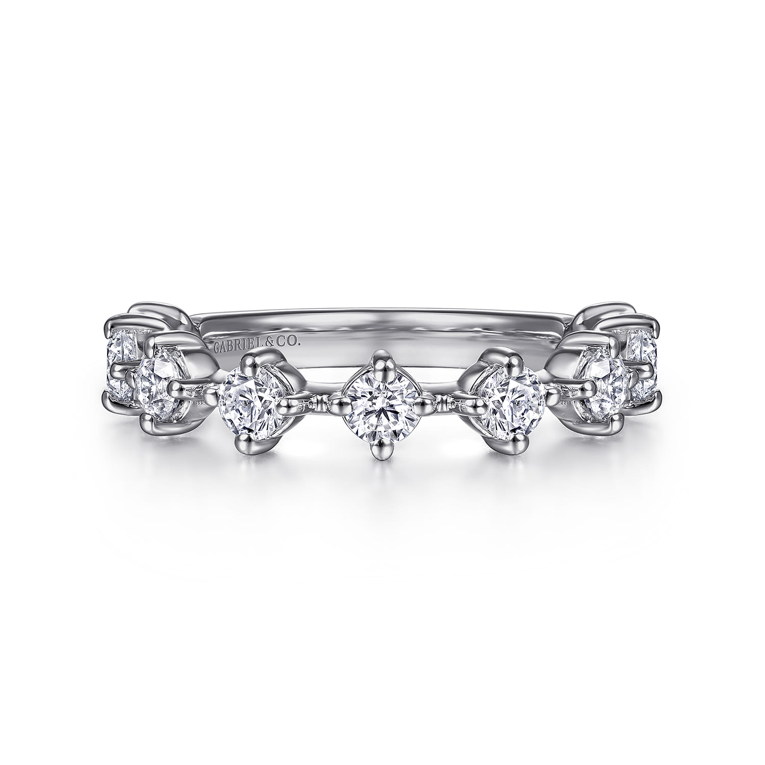 Fancy Wedding Ring in 14k White Gold with Round Natural Diamond at Gabriel & Co. - Shot 1