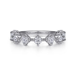 Nice - 14K White Gold Single Prong Diamond Anniversary Band