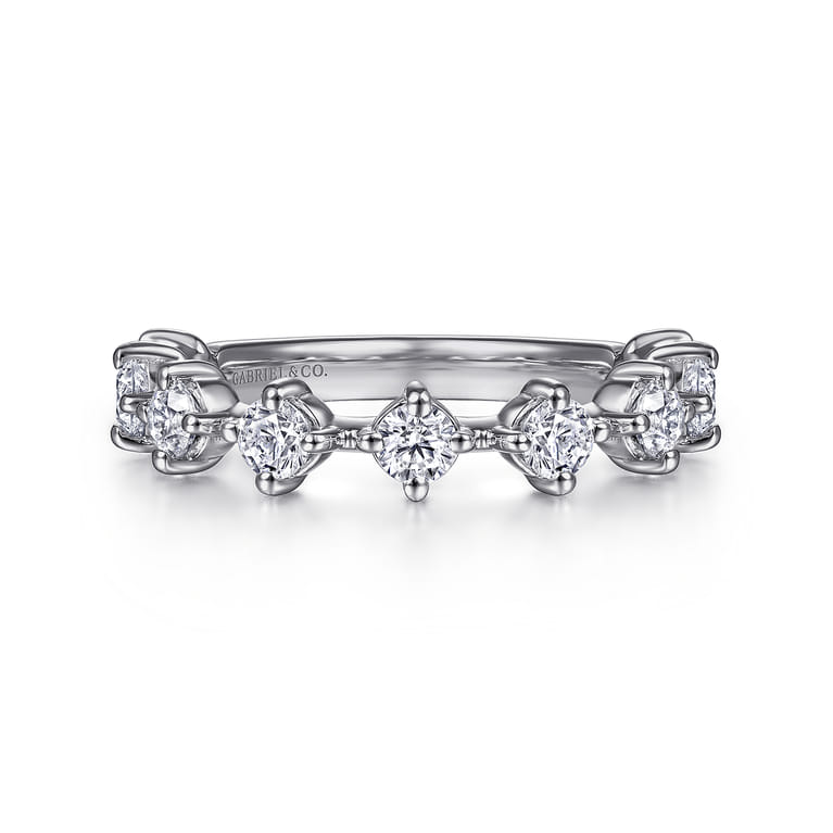 Fancy Wedding Ring in 14k White Gold with Round Natural Diamond at Gabriel & Co. - Shot 1