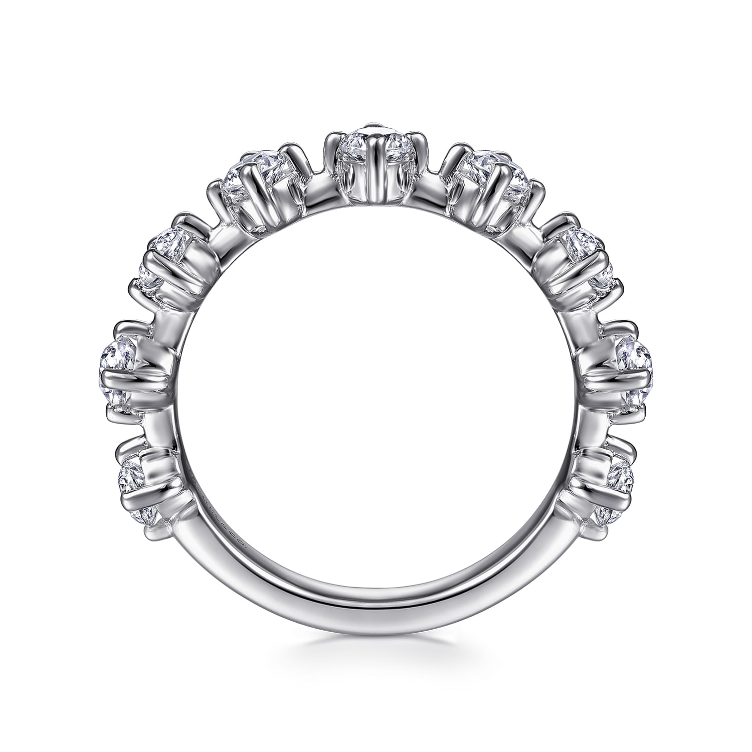 Fancy Wedding Ring in 14k White Gold with Round Natural Diamond at Gabriel & Co. - Shot 2