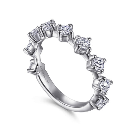 Nice - 14K White Gold Single Prong Diamond Anniversary Band