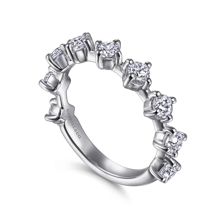 Fancy Wedding Ring in 14k White Gold with Round Natural Diamond at Gabriel & Co. - Shot 3