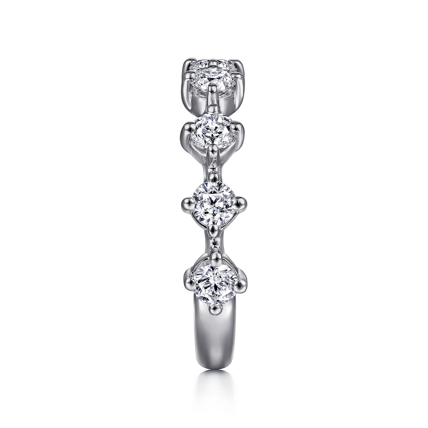 Fancy Wedding Ring in 14k White Gold with Round Natural Diamond at Gabriel & Co. - Shot 4