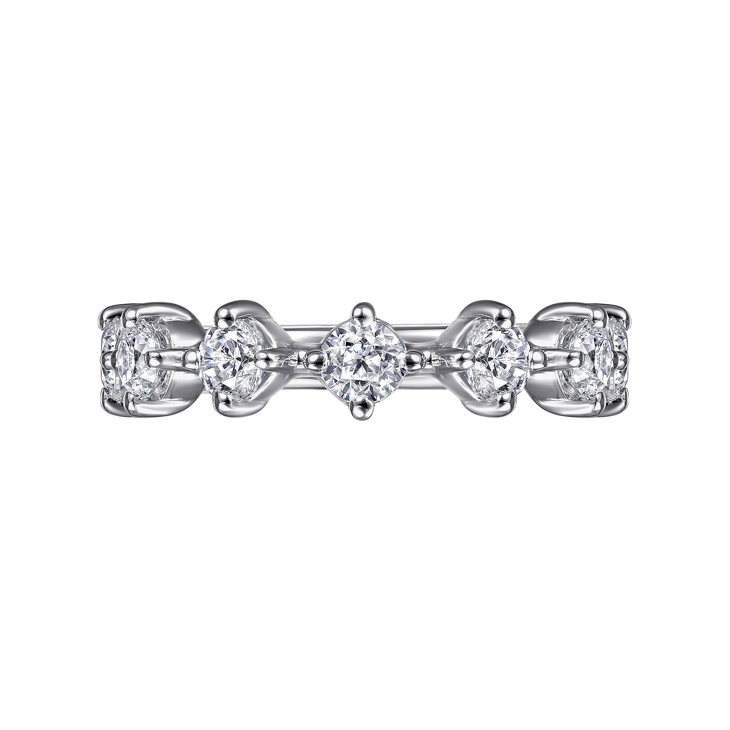 Fancy Wedding Ring in 14k White Gold with Round Natural Diamond at Gabriel & Co. - Shot 6
