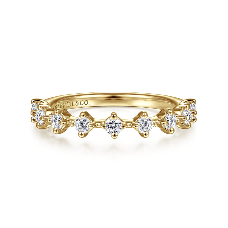 Straight Wedding Ring in 14k Yellow Gold with Round Natural Diamond at Gabriel & Co. - Shot 1