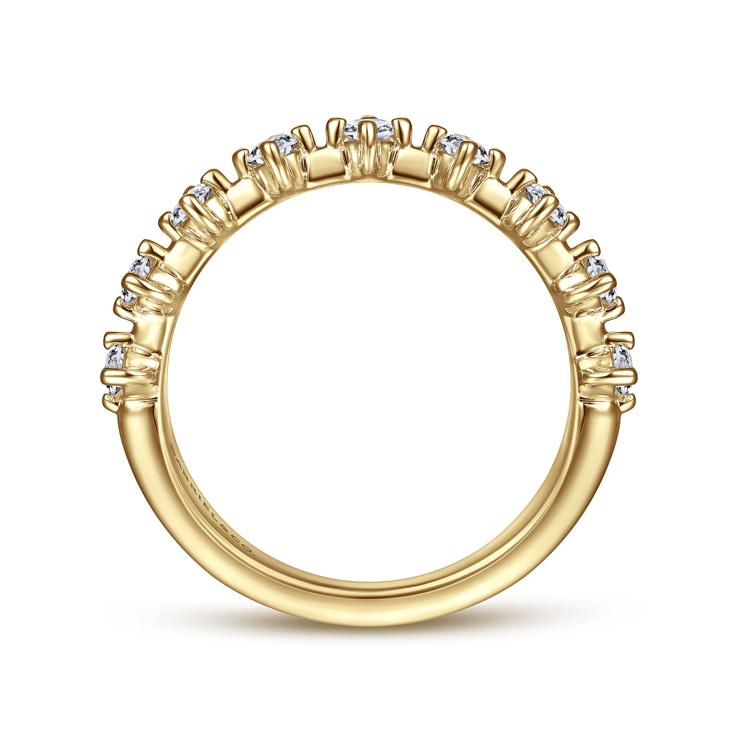 Straight Wedding Ring in 14k Yellow Gold with Round Natural Diamond at Gabriel & Co. - Shot 2