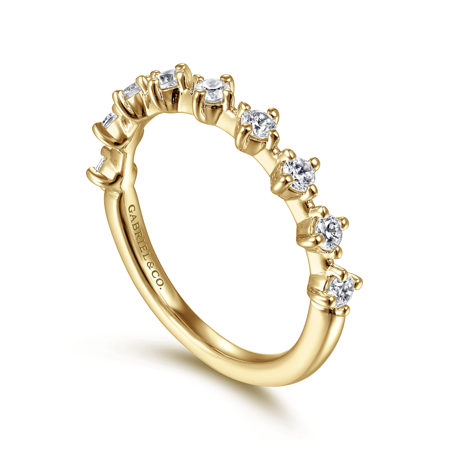 Straight Wedding Ring in 14k Yellow Gold with Round Natural Diamond at Gabriel & Co. - Shot 3