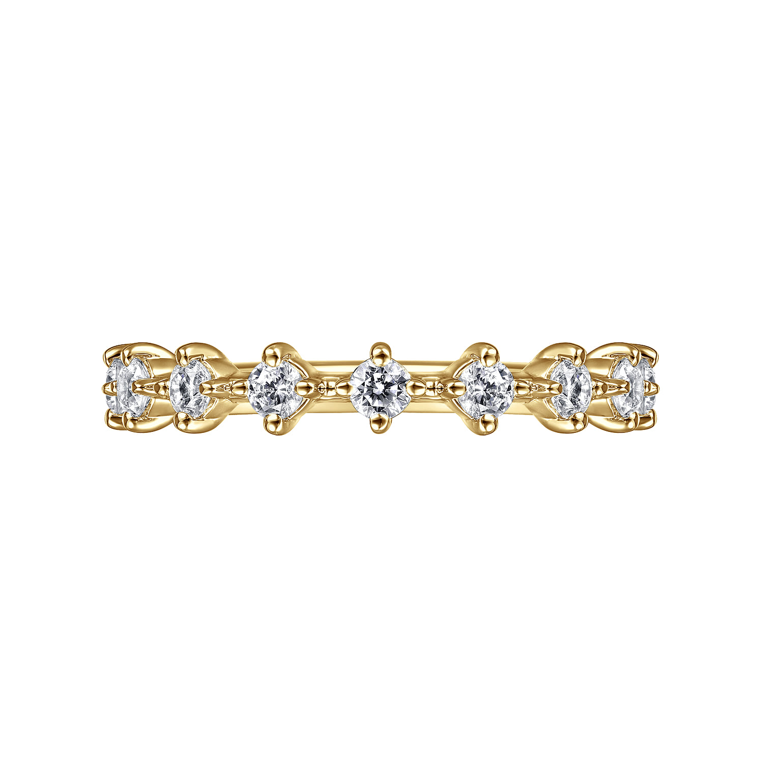 Straight Wedding Ring in 14k Yellow Gold with Round Natural Diamond at Gabriel & Co. - Shot 5