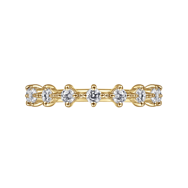 Straight Wedding Ring in 14k Yellow Gold with Round Natural Diamond at Gabriel & Co. - Shot 5