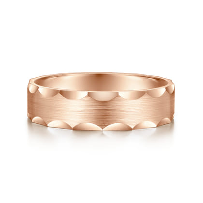 Nicholas - 14K Rose Gold 6mm - Satin Grooved Edge Men's Wedding Band