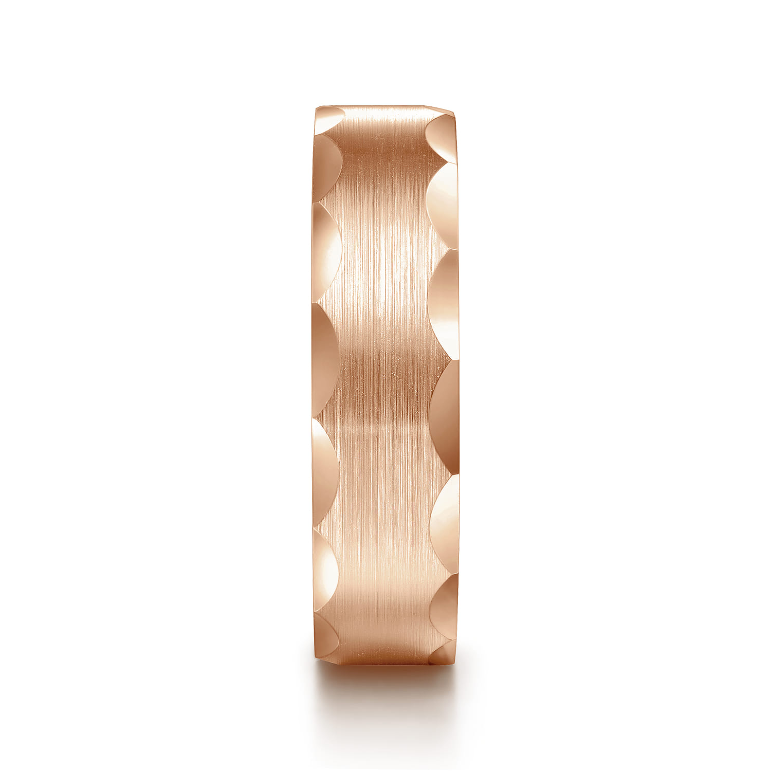 Nicholas - 14K Rose Gold 6mm - Satin Grooved Edge Men's Wedding Band - Shot 4