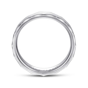 Nicholas - 14K White Gold 6mm - Satin Grooved Edge Men's Wedding Band