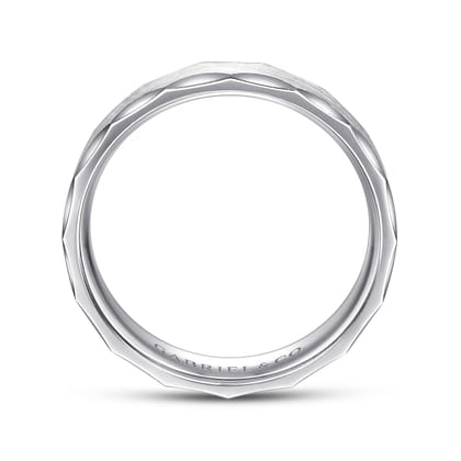 Nicholas - 14K White Gold 6mm - Satin Grooved Edge Men's Wedding Band